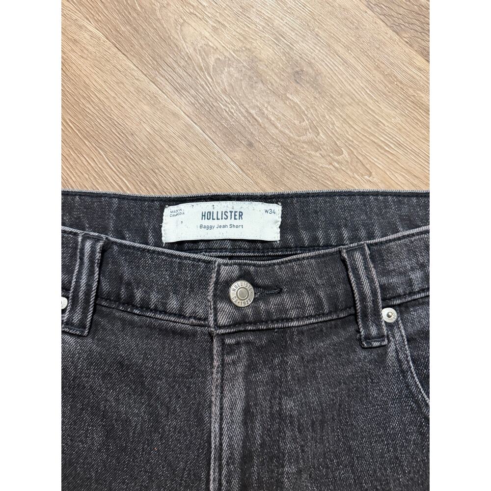 Hollister Baggy Jean Shorts Mens 34 Black Denim Loose Fit Skater Y2K - Picture 3 of 3